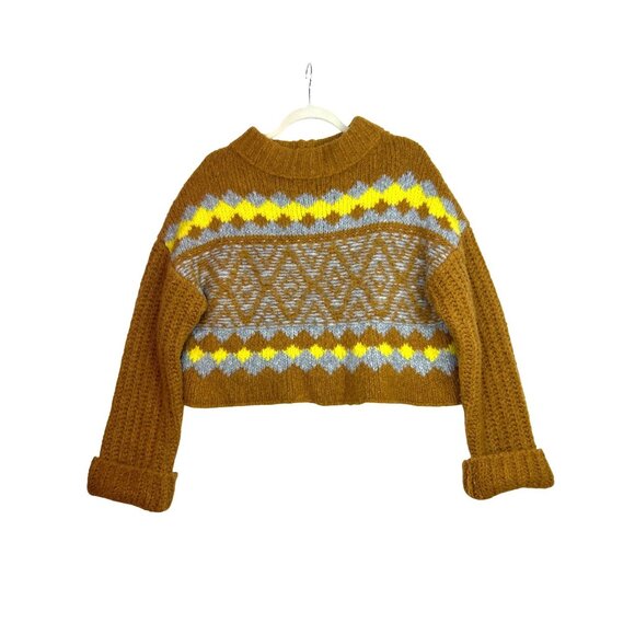 Free People Cropped Sweater Cozy Alpine Mock Neck Alpaca Wool Blend Size S - Picture 5 of 12